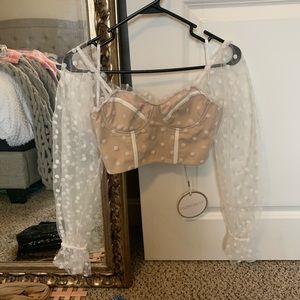 NWT polkadot cropped shirt